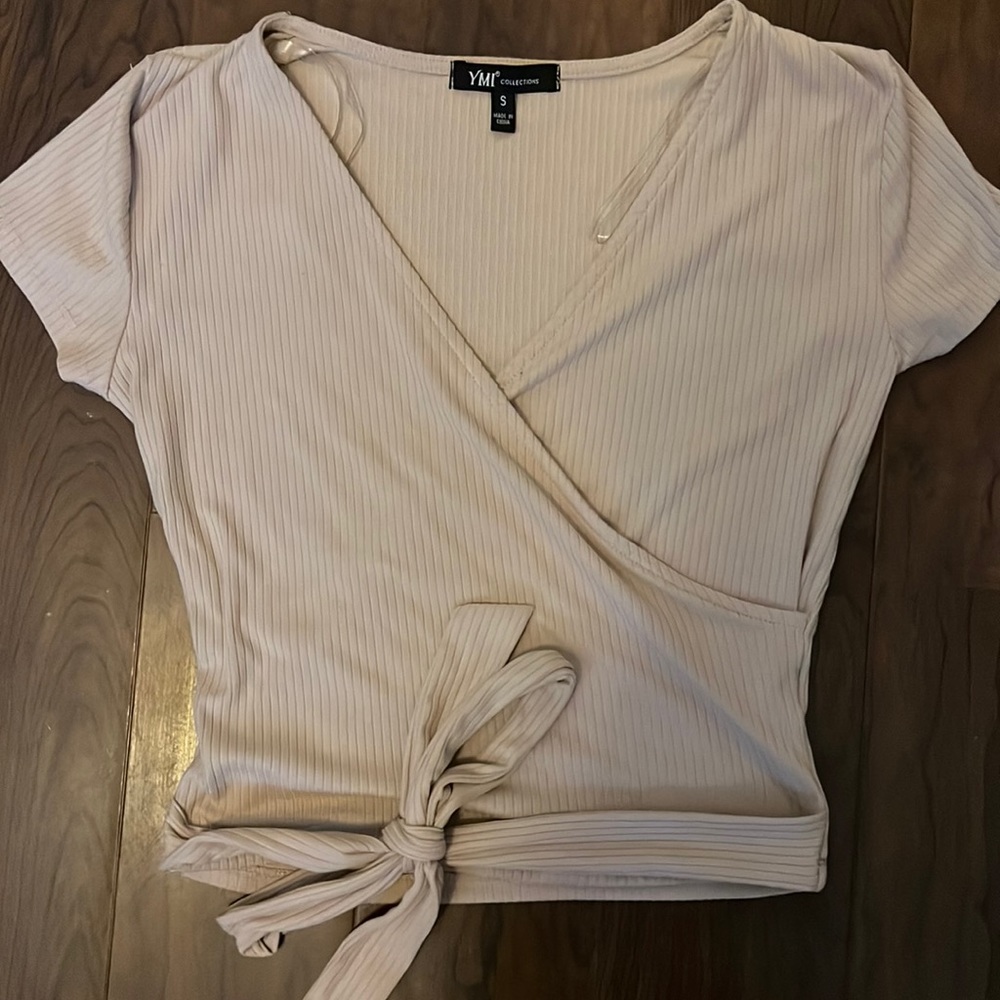 taupe casual crop top